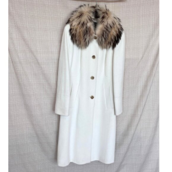 VINTAGE Anne Klein Y2K Angora Wool Coat Fur Collar Cozy Soft Warm Coat … - Picture 2 of 16